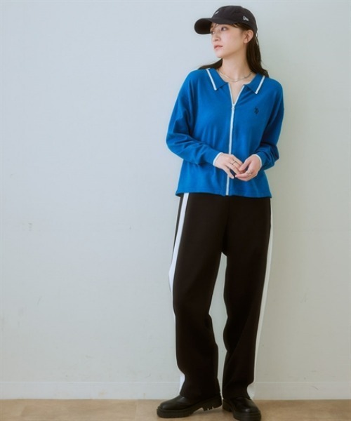 【U.S. POLO ASSN.】衿付ライン入カーディガン（カーディガン/ボレロ）｜U.S. POLO ASSN.（ユーエスポロアッスン）