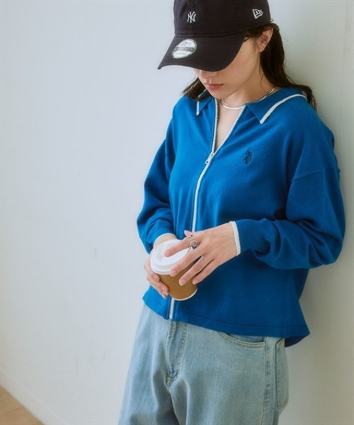 【U.S. POLO ASSN.】衿付ライン入カーディガン（カーディガン/ボレロ）｜U.S. POLO ASSN.（ユーエスポロアッスン）