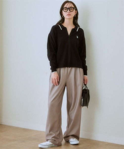 【U.S. POLO ASSN.】衿付ライン入カーディガン（カーディガン/ボレロ）｜U.S. POLO ASSN.（ユーエスポロアッスン）