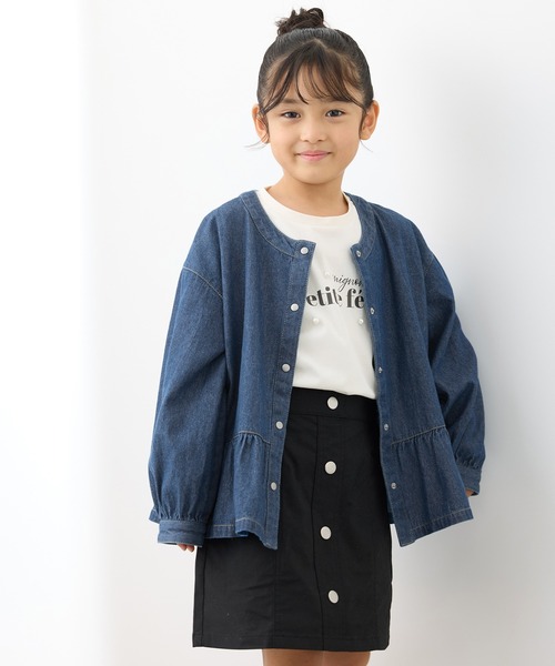 【KIDS】裾フリルデニムブルゾン（ブルゾン）｜ROPE' PICNIC（ロペピクニック）