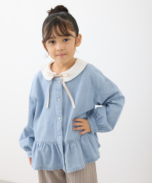 ROPE' PICNIC（ロペピクニック）の「【KIDS】裾フリルデニムブルゾン（ブルゾン・キッズ・ネイビー/サックスブルー・S/M/L）」の19枚目の写真