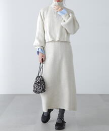 FREE'S MART | ハーフジップニット×ナロースカートセットアップ(ワンピース)