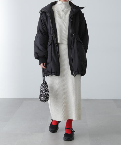 FREE'S MART（フリーズマート）の「ハーフジップニット×ナロースカートセットアップ（ワンピース・レディース・グレー/カーキ/ホワイト・SMALL/MEDIUM）」の7枚目の写真