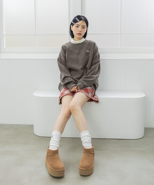 3.3 Field Trip （3.3フィールドトリップ）の「3.3 Field Trip／ピグメントプルオーバー(裏起毛)（スウェット・レディース・ネイビー/チャコール・FREE）」の4枚目の写真