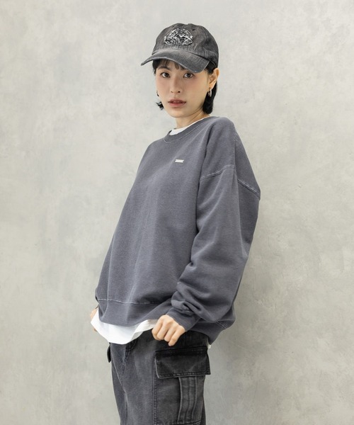 3.3 Field Trip （3.3フィールドトリップ）の「3.3 Field Trip／ピグメントプルオーバー(裏起毛)（スウェット・レディース・ネイビー/チャコール・FREE）」の17枚目の写真