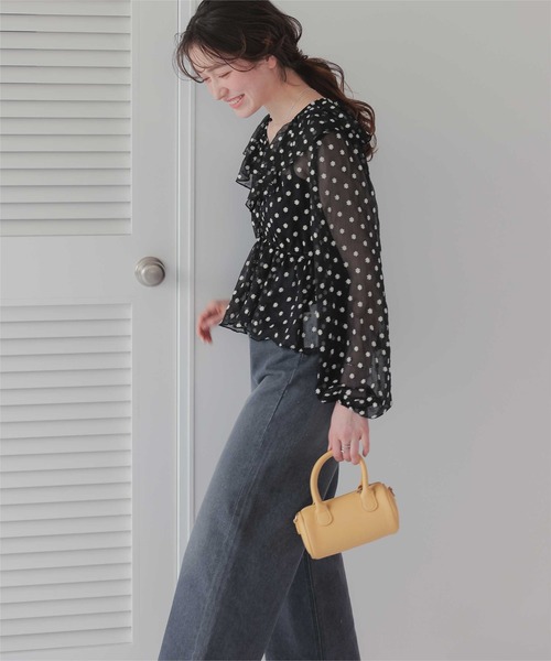 ディオール シルク ドット フリルブラウス BEE刺繍 コレクション物 ディオール シルク ドット フリルブラウス BEE刺繍 コレクション物