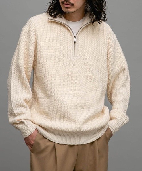 URBAN RESEARCH Sonny Label（アーバンリサーチサニーレーベル）の「『WEB/一部店舗限定サイズ』マルチサイズハーフジップニットプルオーバー（ニット/セーター・メンズ・ブラック/グレー/オフホワイト・SMALL/MEDIUM/LARGE/X-LARGE）」の17枚目の写真