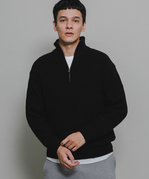 URBAN RESEARCH Sonny Label（アーバンリサーチサニーレーベル）の「『WEB/一部店舗限定サイズ』マルチサイズハーフジップニットプルオーバー（ニット/セーター・メンズ・ブラック/グレー/オフホワイト・SMALL/MEDIUM/LARGE/X-LARGE）」の16枚目の写真