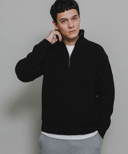 URBAN RESEARCH Sonny Label（アーバンリサーチサニーレーベル）の「『WEB/一部店舗限定サイズ』マルチサイズハーフジップニットプルオーバー（ニット/セーター・メンズ・ブラック/グレー/オフホワイト・SMALL/MEDIUM/LARGE/X-LARGE）」の6枚目の写真