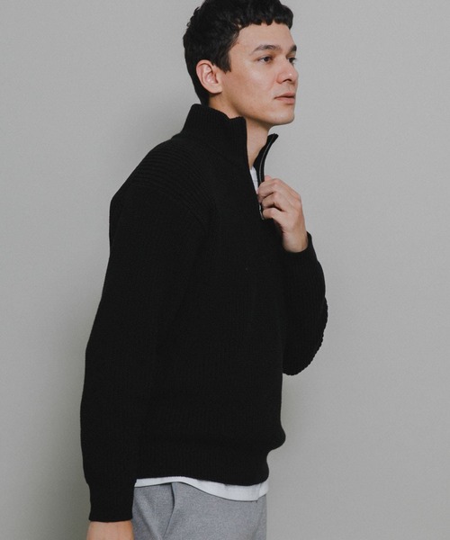 URBAN RESEARCH Sonny Label（アーバンリサーチサニーレーベル）の「『WEB/一部店舗限定サイズ』マルチサイズハーフジップニットプルオーバー（ニット/セーター・メンズ・ブラック/グレー/オフホワイト・SMALL/MEDIUM/LARGE/X-LARGE）」の8枚目の写真