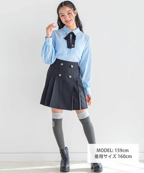 ZIDDY（ジディ）の「リボンタイ付きブラウス(130~160cm)（シャツ/ブラウス・キッズ・ブルー/ホワイト・150cm/FREE/140cm/130cm）」の7枚目の写真