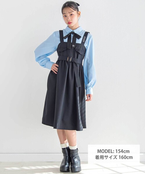 ZIDDY（ジディ）の「リボンタイ付きブラウス(130~160cm)（シャツ/ブラウス・キッズ・ブルー/ホワイト・150cm/FREE/140cm/130cm）」の8枚目の写真