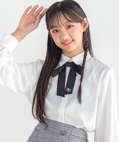 ZIDDY（ジディ）の「リボンタイ付きブラウス(130~160cm)（シャツ/ブラウス・キッズ・ブルー/ホワイト・150cm/FREE/140cm/130cm）」の10枚目の写真