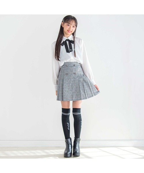 ZIDDY（ジディ）の「リボンタイ付きブラウス(130~160cm)（シャツ/ブラウス・キッズ・ブルー/ホワイト・150cm/FREE/140cm/130cm）」の3枚目の写真