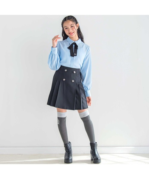 ZIDDY（ジディ）の「リボンタイ付きブラウス(130~160cm)（シャツ/ブラウス・キッズ・ブルー/ホワイト・150cm/FREE/140cm/130cm）」の4枚目の写真