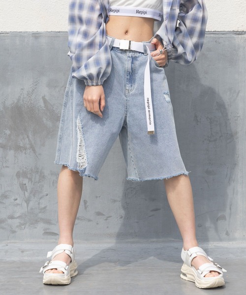 repipi armario(レピピ アルマリオ)の「デニムハーフパンツ(デニムパンツ・キッズ・ブラック系その他/ブルー系その他/ライトブルー/ブルー系その他2/ブラック系その他2・LARGE/MEDIUM/SMALL)」の5枚目の写真