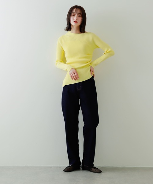 ArgueCultureハイウェスト デニムパンツ ストレート 3color ／ 4size 】サイドタック切替ハイウエストストレート