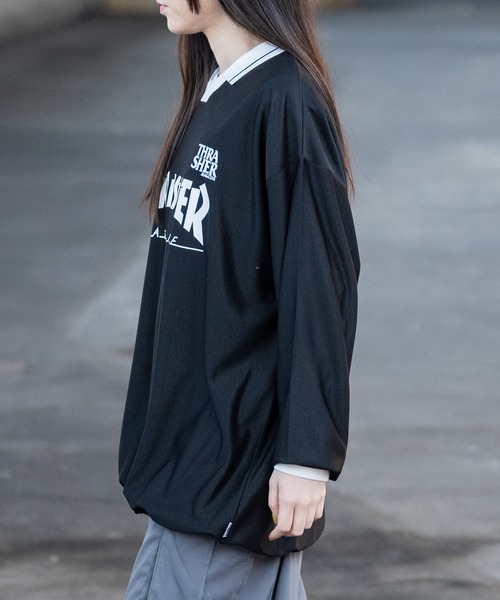 THRASHER(スラッシャー)の「【at】〔THRASHER/スラッシャー〕シャドウストライプ フロントロゴ ユニフォームデザイン ゲームシャツ(Tシャツ/カットソー・メンズ・ホワイト/ブラック・LARGE/MEDIUM)」の21枚目の写真