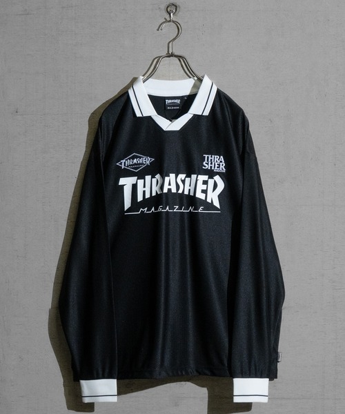 THRASHER(スラッシャー)の「【at】〔THRASHER/スラッシャー〕シャドウストライプ フロントロゴ ユニフォームデザイン ゲームシャツ(Tシャツ/カットソー・メンズ・ホワイト/ブラック・LARGE/MEDIUM)」の12枚目の写真