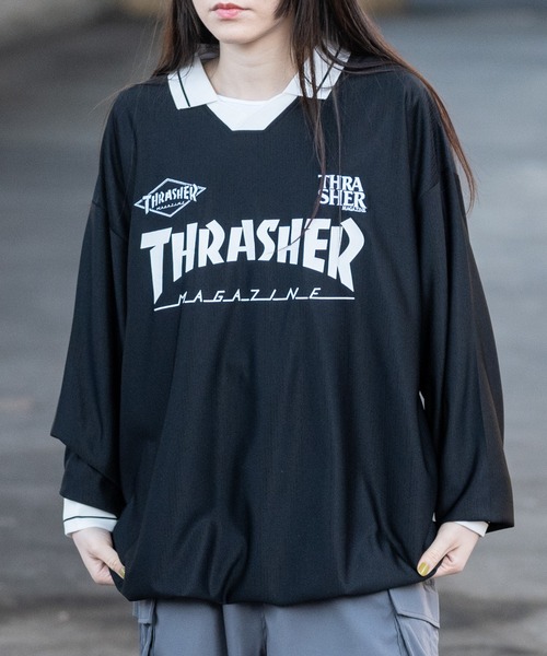 THRASHER(スラッシャー)の「【at】〔THRASHER/スラッシャー〕シャドウストライプ フロントロゴ ユニフォームデザイン ゲームシャツ(Tシャツ/カットソー・メンズ・ホワイト/ブラック・LARGE/MEDIUM)」の20枚目の写真