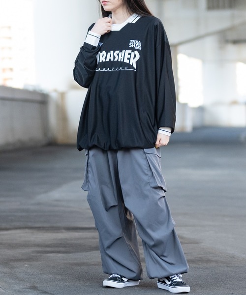 THRASHER(スラッシャー)の「【at】〔THRASHER/スラッシャー〕シャドウストライプ フロントロゴ ユニフォームデザイン ゲームシャツ(Tシャツ/カットソー・メンズ・ホワイト/ブラック・LARGE/MEDIUM)」の15枚目の写真