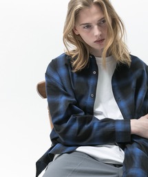 【SLICK/スリック】Ombre Check Flannel Slit Shirt / オンブレチェックフランネルシャツ / オーバーサイズ / オーガニック コットン