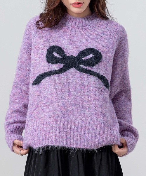 DAY CLOSET(デイ クローゼット)の「【ふわふわニット】長袖 バレエコア リボンモチーフ ジャガード ニット セーター レディース(ニット/セーター・レディース・グレー/オフホワイト/ライラック/ブラック・FREE)」の20枚目の写真