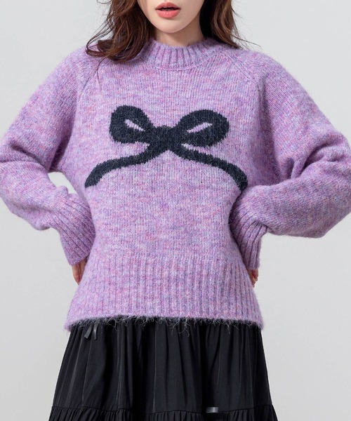 DAY CLOSET(デイ クローゼット)の「【ふわふわニット】長袖 バレエコア リボンモチーフ ジャガード ニット セーター レディース(ニット/セーター・レディース・グレー/オフホワイト/ライラック/ブラック・FREE)」の21枚目の写真