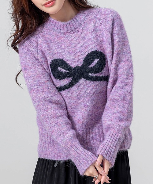 DAY CLOSET(デイ クローゼット)の「【ふわふわニット】長袖 バレエコア リボンモチーフ ジャガード ニット セーター レディース(ニット/セーター・レディース・グレー/オフホワイト/ライラック/ブラック・FREE)」の22枚目の写真