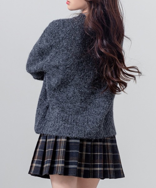 DAY CLOSET(デイ クローゼット)の「【ふわふわニット】長袖 バレエコア リボンモチーフ ジャガード ニット セーター レディース(ニット/セーター・レディース・グレー/オフホワイト/ライラック/ブラック・FREE)」の9枚目の写真