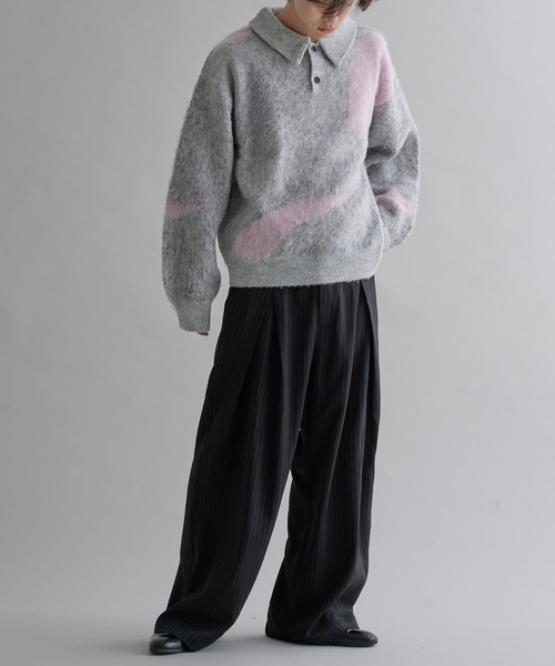 epnok(エプノック)の「アブストラクトルーズニットポロ(ニット/セーター・メンズ・ネイビー/ダークブラック/ライトグレー/ダークブラウン/グレー系1/レッド/ベージュ/ピンク系1/アッシュブラウン/ライトブルー・SMALL/MEDIUM/LARGE)」の13枚目の写真