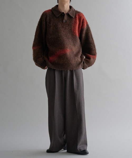 epnok(エプノック)の「アブストラクトルーズニットポロ(ニット/セーター・メンズ・ネイビー/ダークブラック/ライトグレー/ダークブラウン/グレー系1/レッド/ベージュ/ピンク系1/アッシュブラウン/ライトブルー・SMALL/MEDIUM/LARGE)」の19枚目の写真