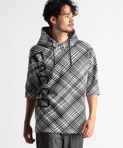 NICOLE CLUB FOR MEN(ニコルクラブフォーメン)の「ビッグロゴプリント5分袖パーカー(パーカー・メンズ・オフホワイト/ブラック/アッシュグレー/ミント/オレンジ系/その他・MEDIUM/LARGE/X-LARGE)」の6枚目の写真