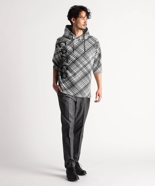 NICOLE CLUB FOR MEN(ニコルクラブフォーメン)の「ビッグロゴプリント5分袖パーカー(パーカー・メンズ・オフホワイト/ブラック/アッシュグレー/ミント/オレンジ系/その他・MEDIUM/LARGE/X-LARGE)」の12枚目の写真