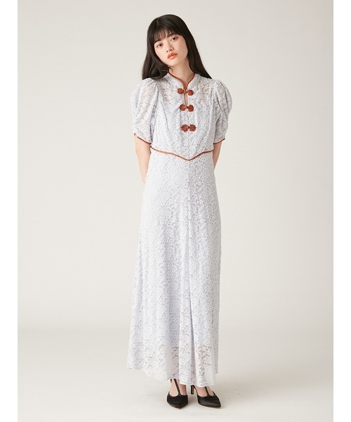 LILY BROWN(リリーブラウン)の「コットンタッチレースチャイナワンピース(ワンピース・レディース・ブラック/ライトブルー/アイボリー・FREE)」の6枚目の写真