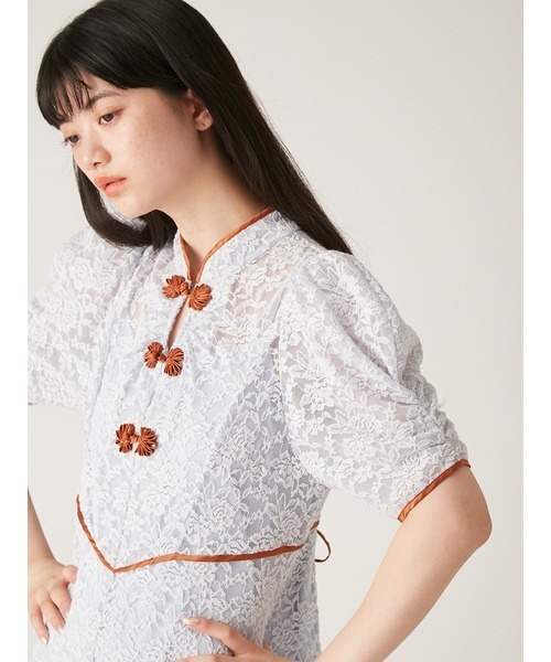 LILY BROWN(リリーブラウン)の「コットンタッチレースチャイナワンピース(ワンピース・レディース・ブラック/ライトブルー/アイボリー・FREE)」の10枚目の写真