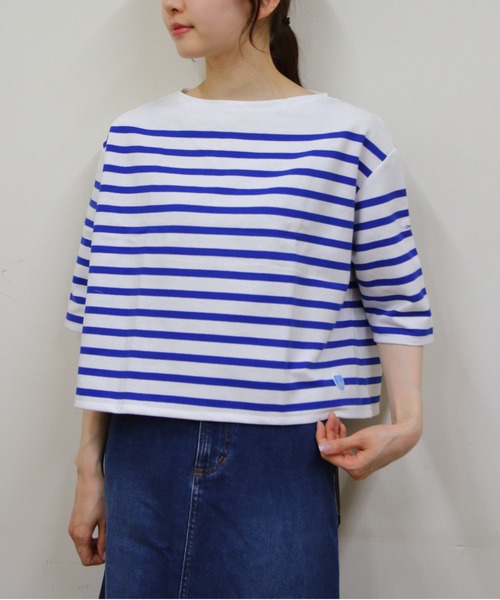 セール】ORCIVAL/オーシバル ボートネックハーフスリーブプル
