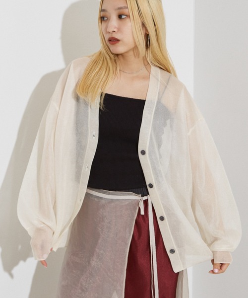 NOMINE（ノミネ）の「ジャガード シアー ニットカーディガン（カーディガン/ボレロ・レディース・レッド/ライトグレー/アイボリー/ブラック・フリー）」の14枚目の写真