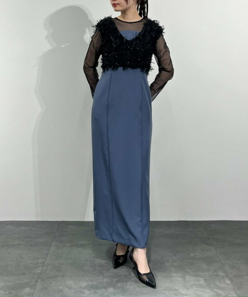 セール】【2点セットアイテム】フリンジグリッターセットドレス