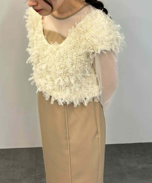 【美品】ANDRESD/アンドレスド　フリンジグリッターベストセットドレス セール】フリンジグリッターセットドレス / fringe glitter set