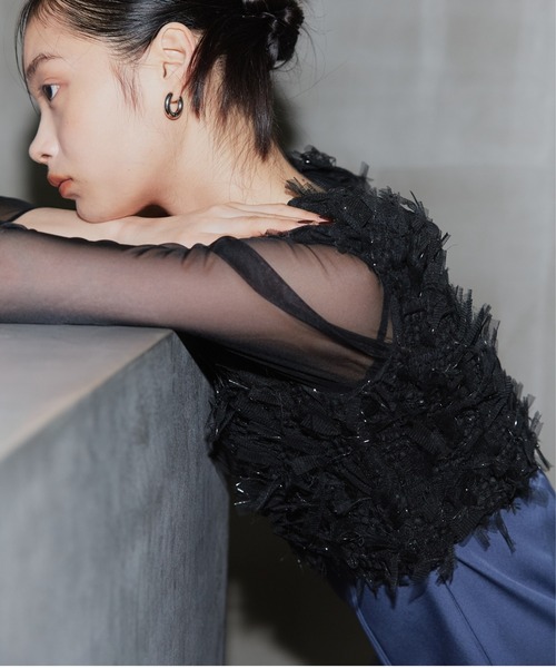 【美品】ANDRESD/アンドレスド　フリンジグリッターベストセットドレス セール】【2点セットアイテム】フリンジグリッターセットドレス