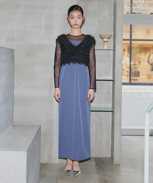 セール】【2点セットアイテム】フリンジグリッターセットドレス