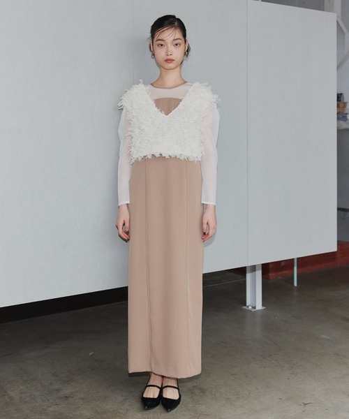 【美品】ANDRESD/アンドレスド　フリンジグリッターベストセットドレス セール】【2点セットアイテム】フリンジグリッターセットドレス
