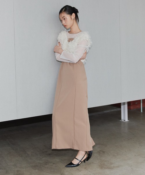 【美品】ANDRESD/アンドレスド　フリンジグリッターベストセットドレス セール】【2点セットアイテム】フリンジグリッターセットドレス