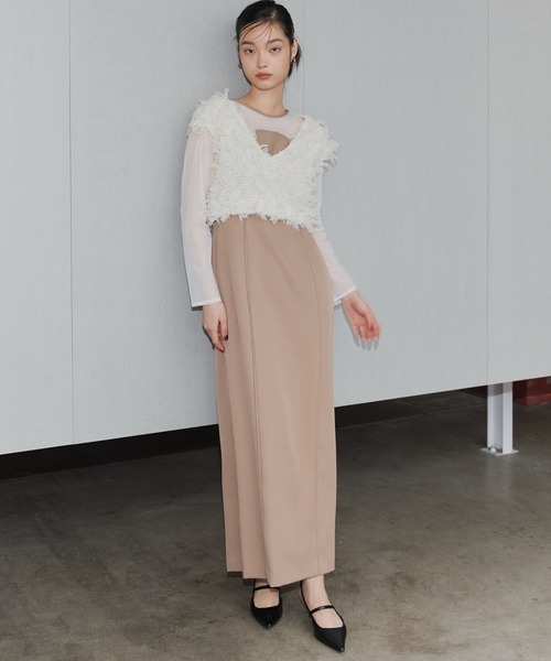 【美品】ANDRESD/アンドレスド　フリンジグリッターベストセットドレス 2点セットアイテム】フリンジグリッターセットドレス / fringe glitter