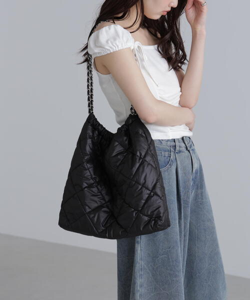 FREE'S MART（フリーズマート）の「◆キルティングチェーンバッグ（ハンドバッグ・レディース・ブラック/ブルー・ﾌﾘ-）」の15枚目の写真