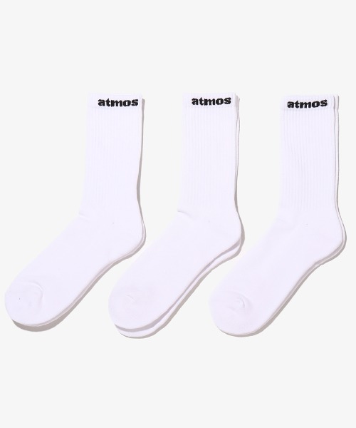 atmos(アトモス)の「atmos SMALL JACQUARD LOGO 3P SOCKS / アトモス スモール ジャガード ロゴ 3P ソックス(ソックス/靴下・メンズ・ホワイト/ブラック・25-27)」の2枚目の写真