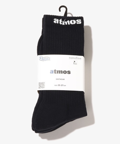atmos(アトモス)の「atmos SMALL JACQUARD LOGO 3P SOCKS / アトモス スモール ジャガード ロゴ 3P ソックス(ソックス/靴下・メンズ・ホワイト/ブラック・25-27)」の4枚目の写真