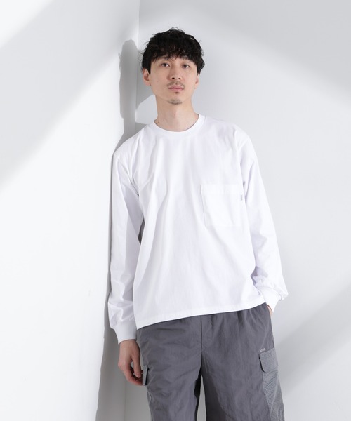 NANO universe(ナノユニバース)の「「NJ/CLUB」 ベーシックポケットロングスリーブTシャツ(Tシャツ/カットソー・メンズ・ホワイト/ブラック/グレー・M/L)」の1枚目の写真