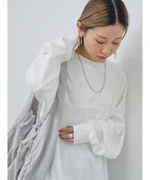 Samansa Mos2 blue | 裏毛発泡ラメロゴプルオーバー(Tシャツ/カットソー)